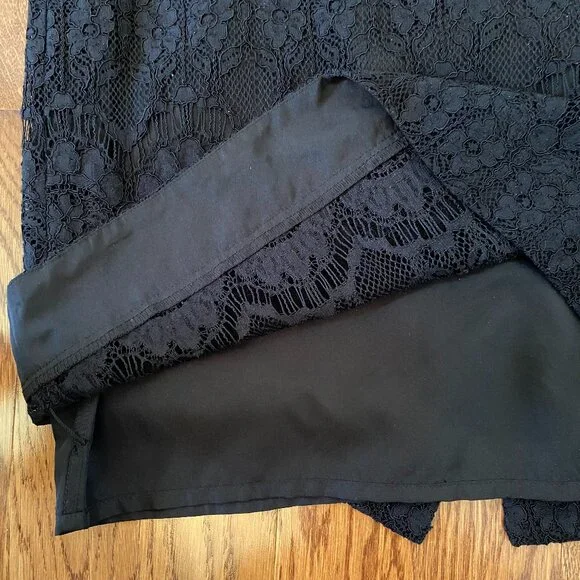 J. Crew Black Lace Floral Eyelet Above Knee Skirt Lined Preppy Holidays Cotton - Picture 10 of 10